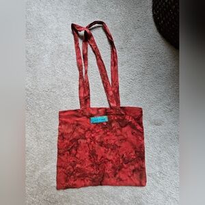 Hands to Heart Red Tie Dye Boho Shoulder Tote Bag